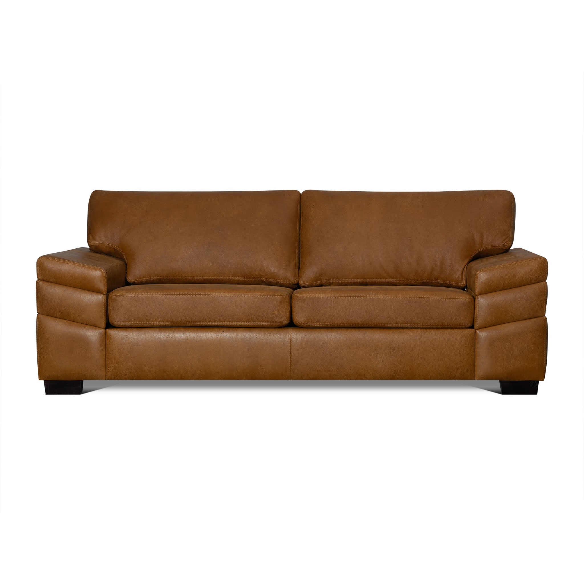 Brown leather sofa on a white background