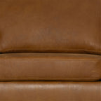 Close-up of a brown leather sofa