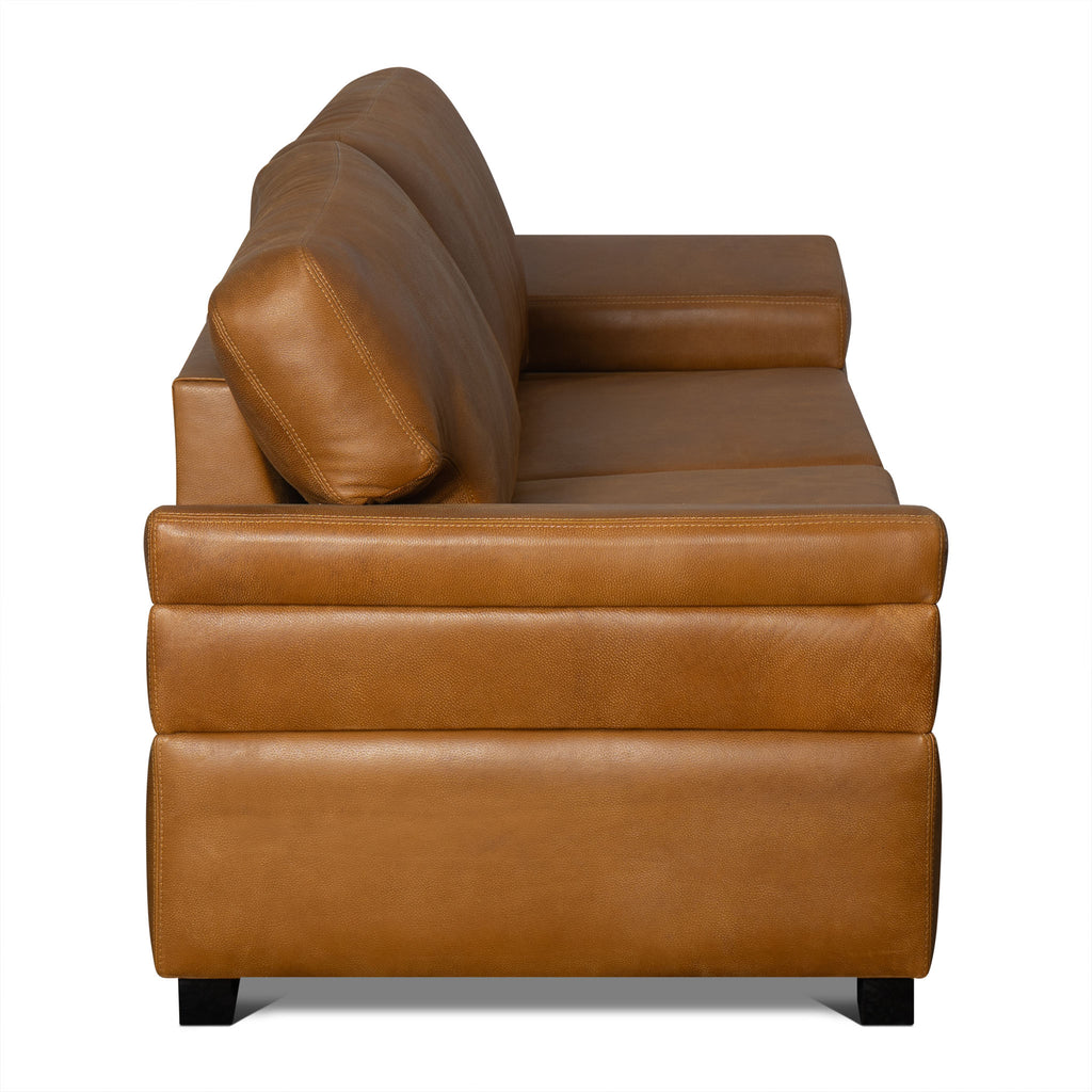 Brown leather sofa on a white background