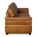Brown leather sofa on a white background