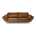 Brown leather sofa on a white background