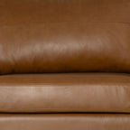 Close-up of a brown leather sofa