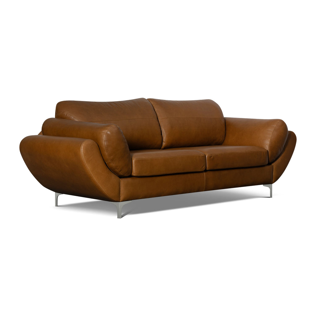 Brown leather sofa on a white background