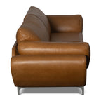 Brown leather sofa on a white background