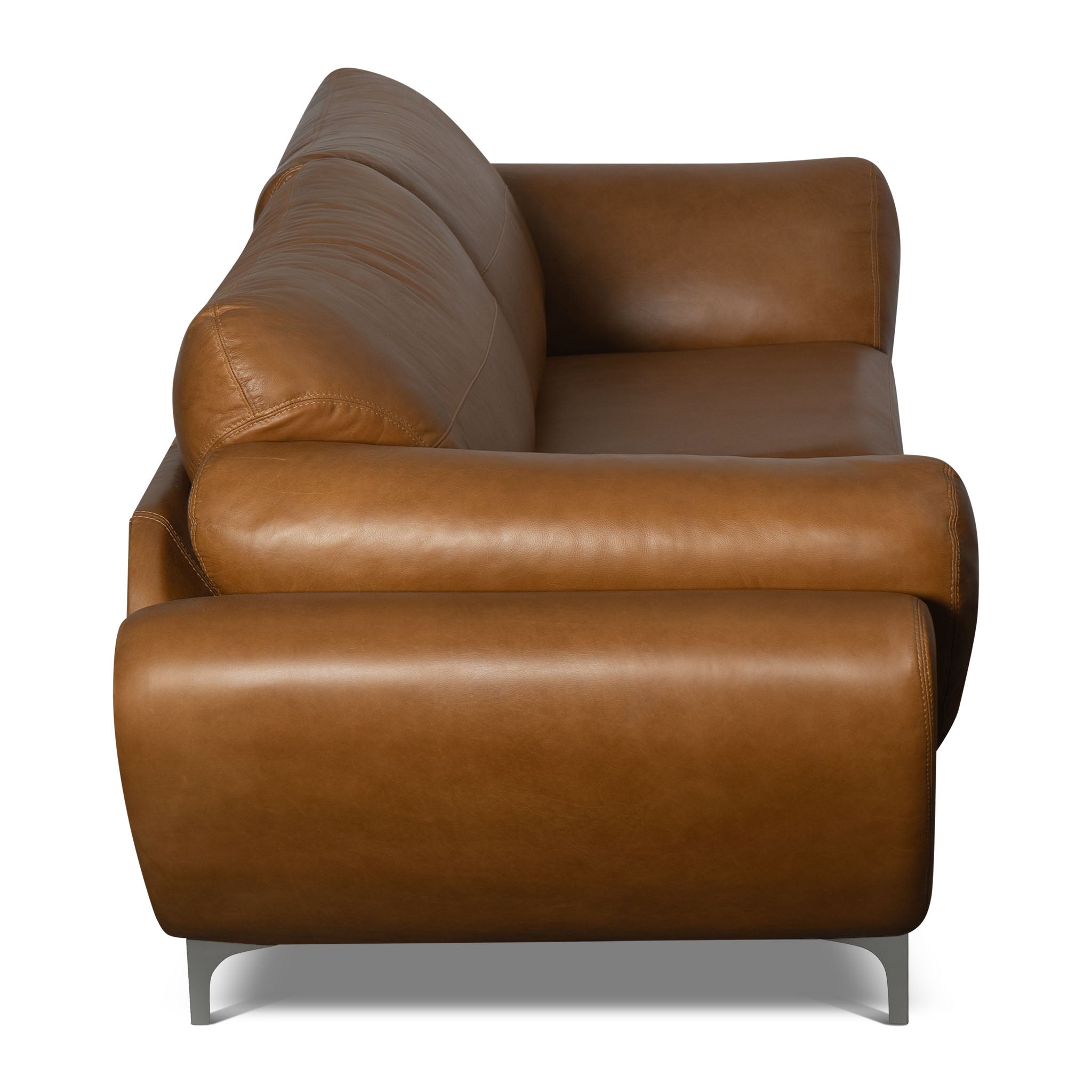 Brown leather sofa on a white background