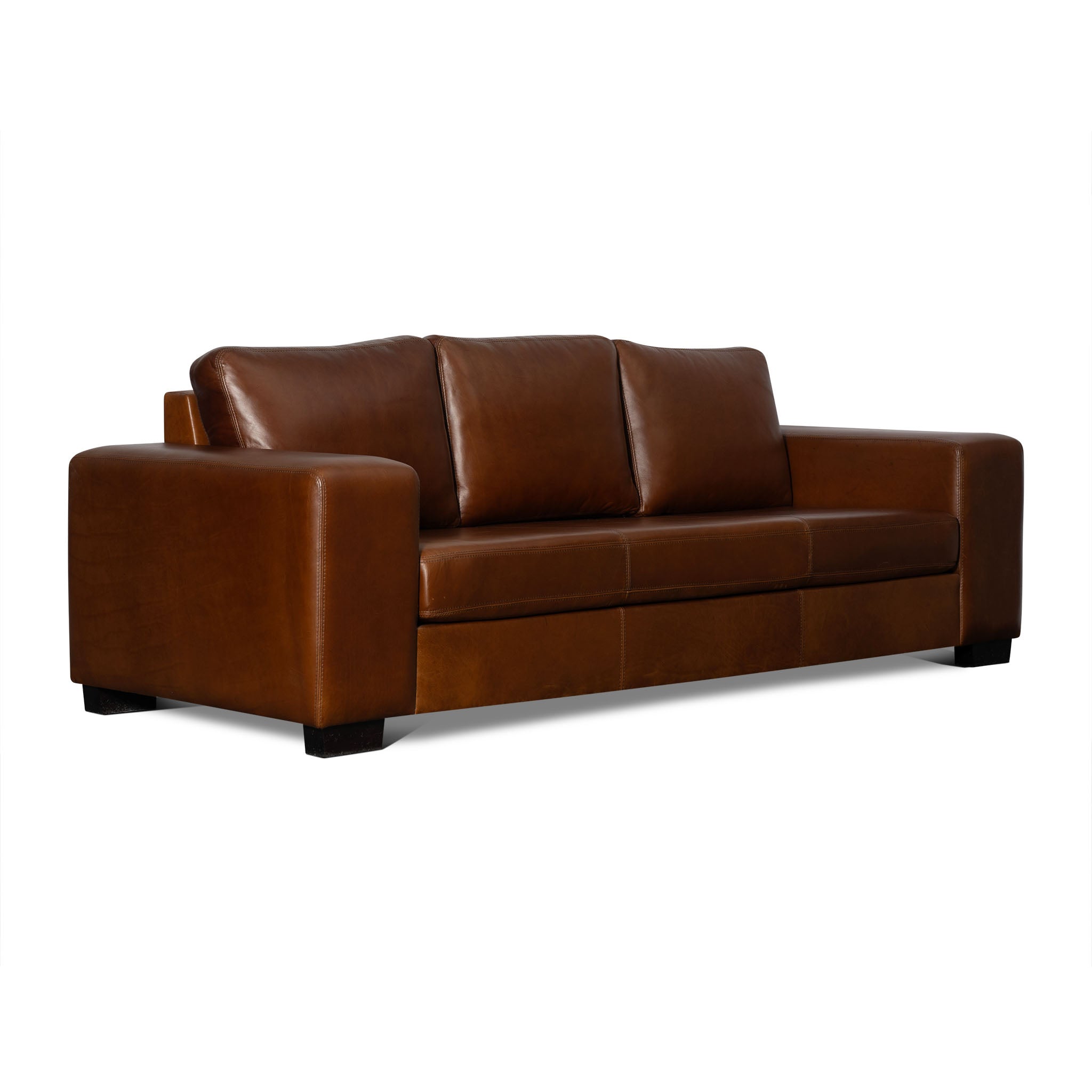 Brown leather sofa on a white background