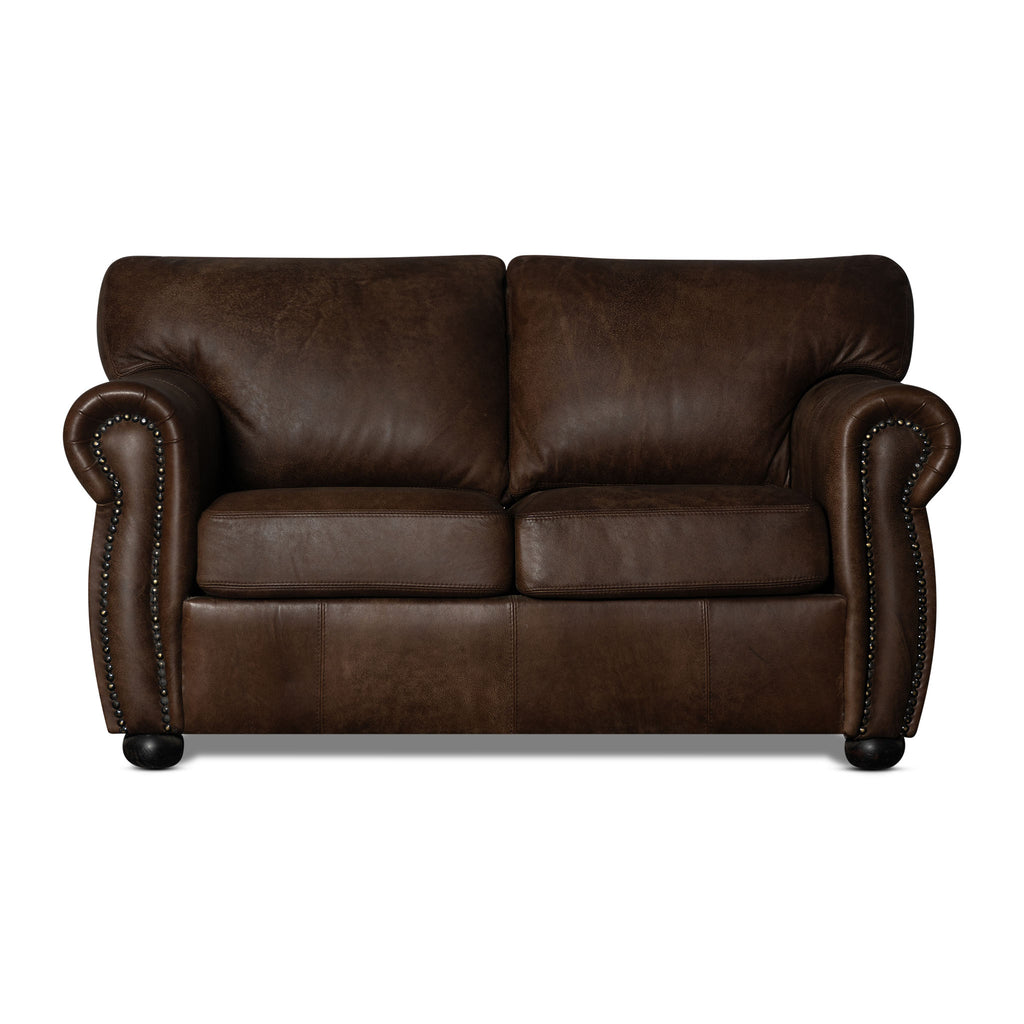 Brown leather sofa on a white background