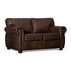 Brown leather sofa on a white background