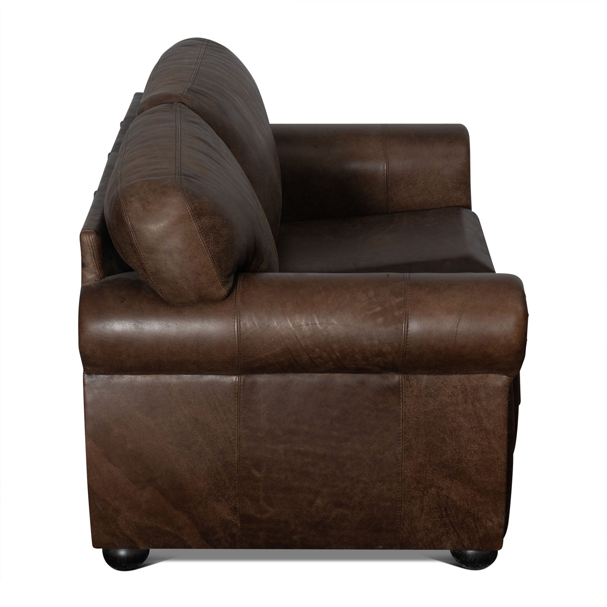 Brown leather sofa on a white background