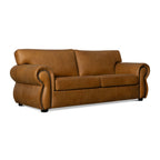 Brown leather sofa on a white background