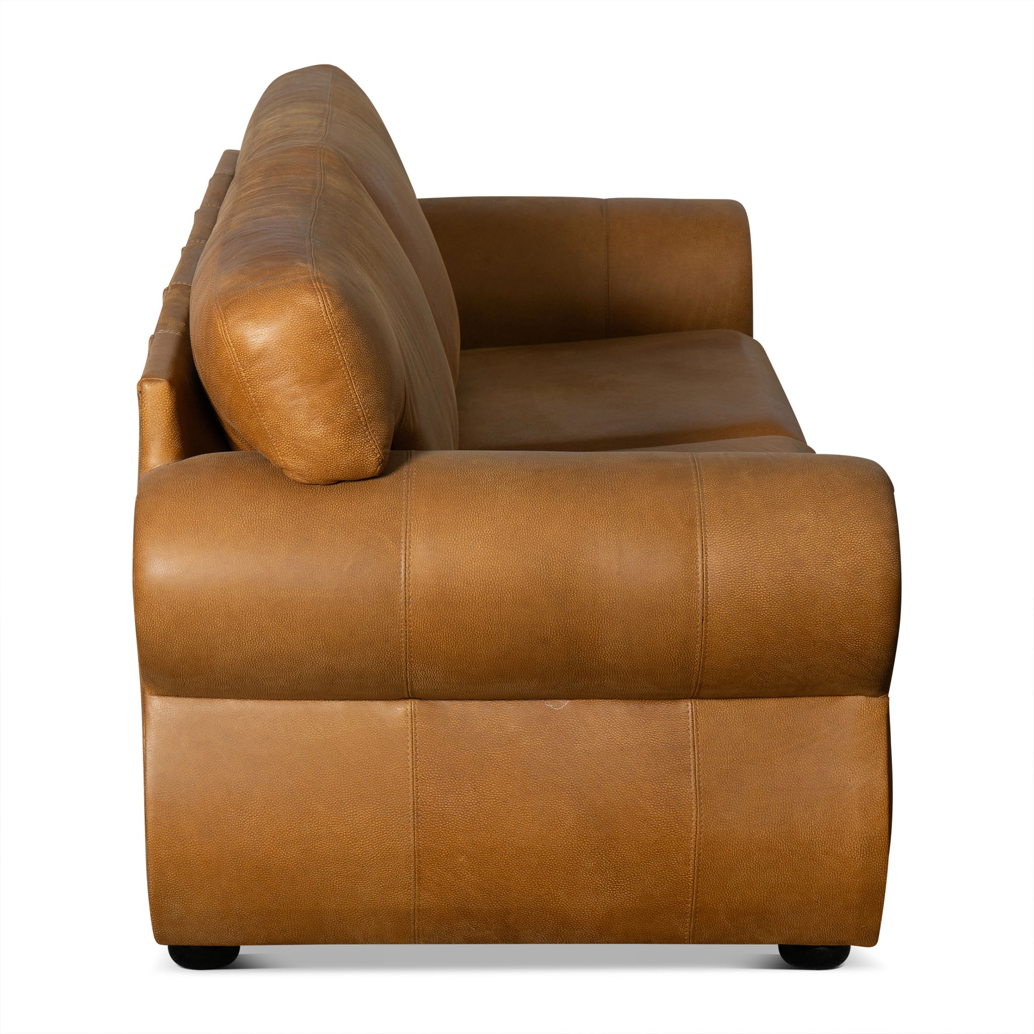 Brown leather sofa on a white background