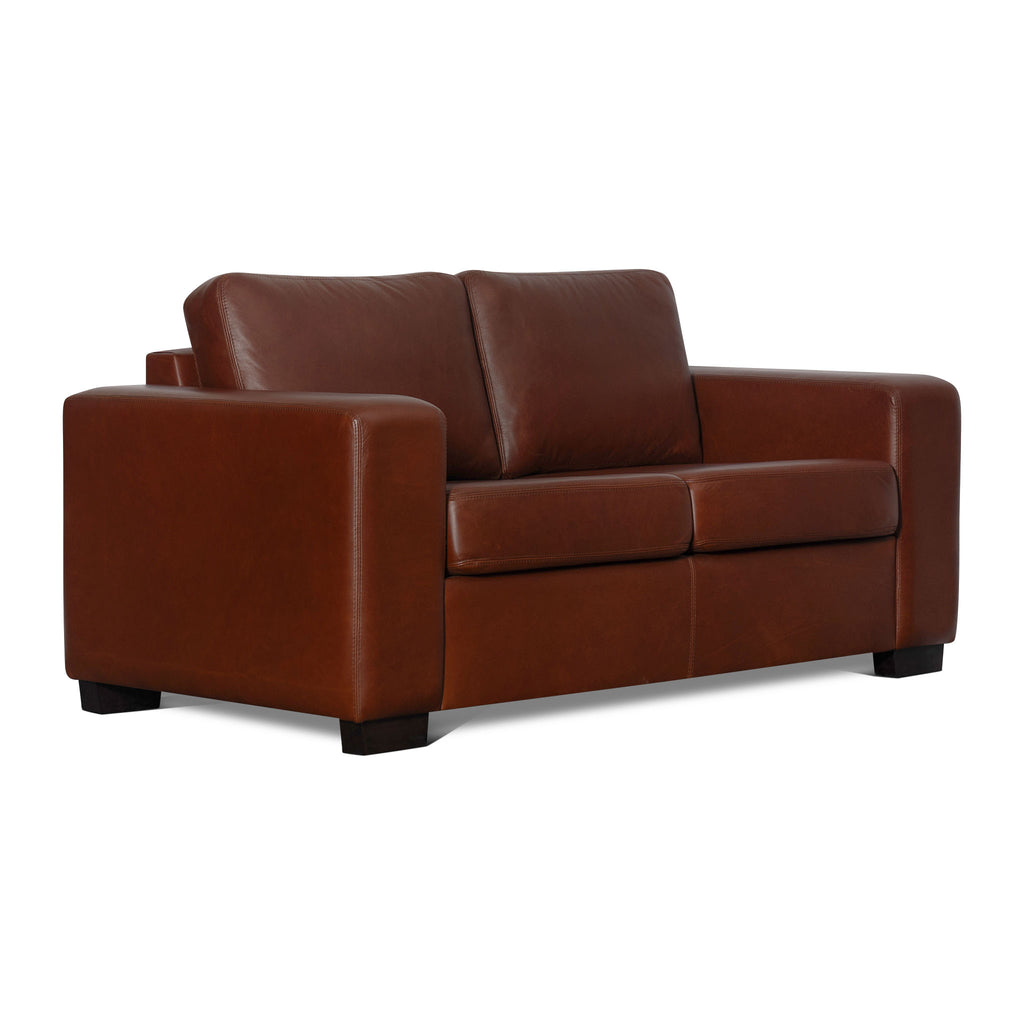 Brown leather sofa on a white background
