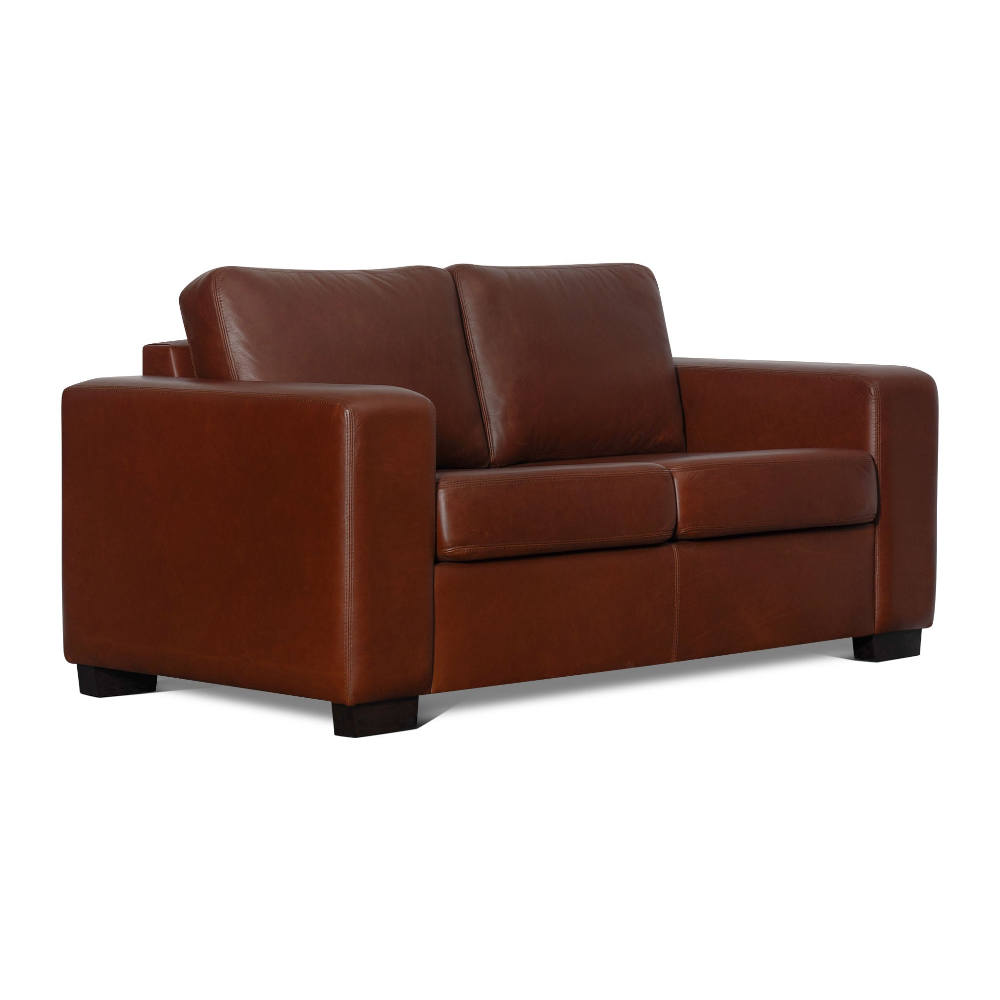 Brown leather sofa on a white background