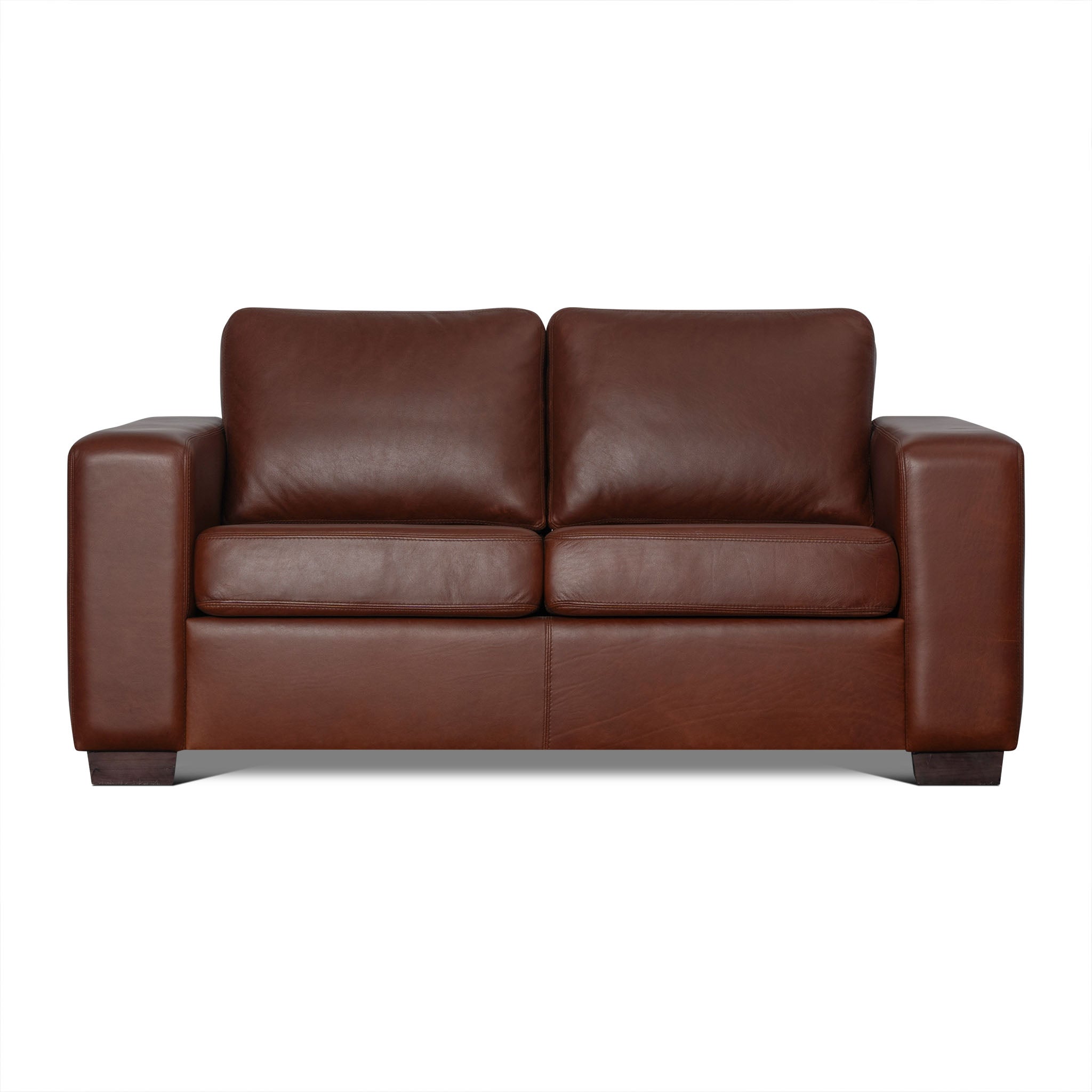 Brown leather sofa on a white background