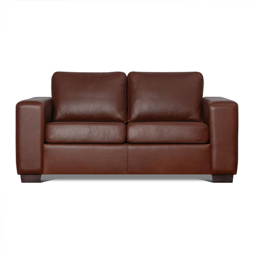 Brown leather sofa on a white background