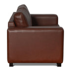 Brown leather sofa on a white background