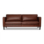 Brown leather sofa on a white background