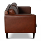 Brown leather sofa on a white background