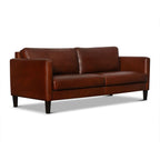 Brown leather sofa on a white background